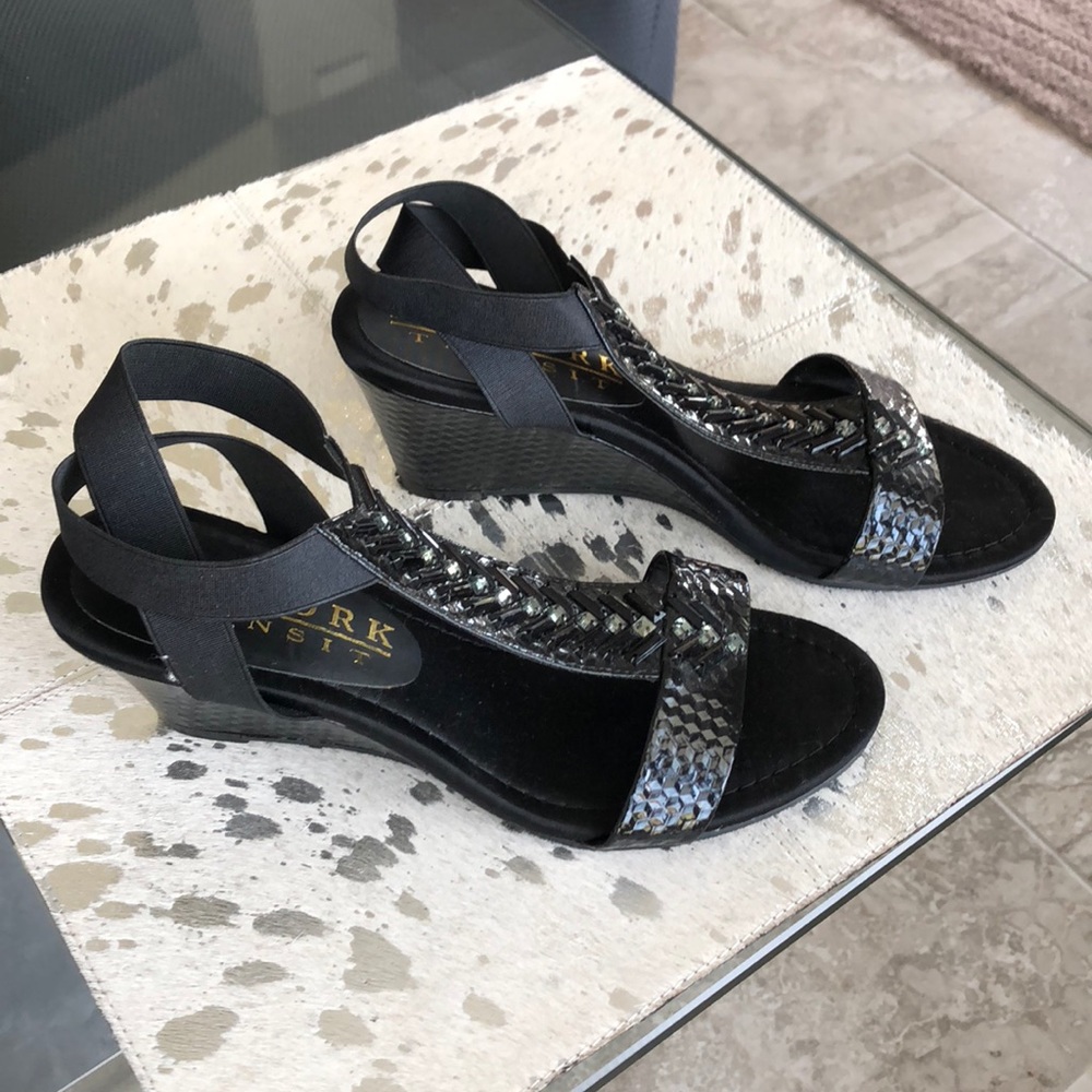 Black Sandals with Bling T-Strap
